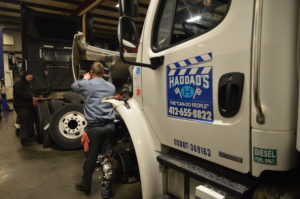 mechanic repairing a heavy duty truck in bristol pa